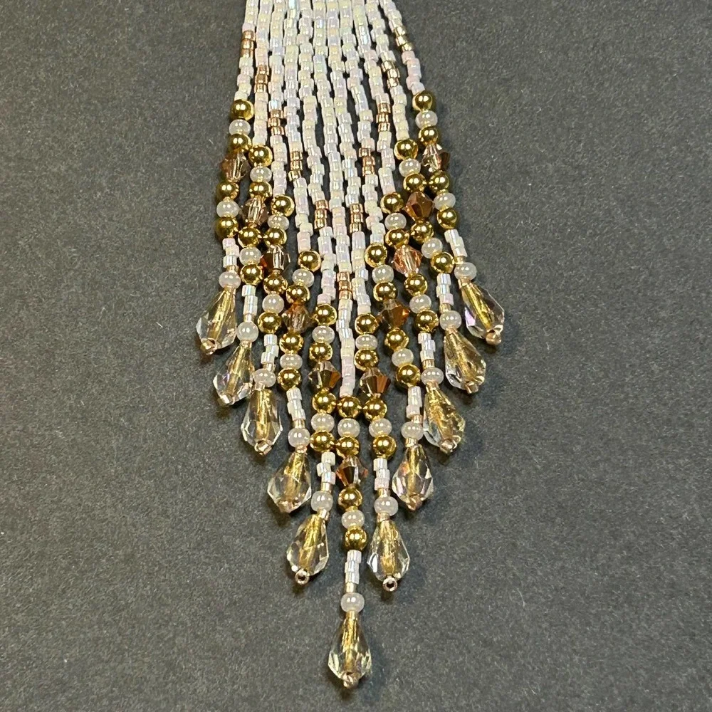 Handmade Angel Pin Delica Beads Swarovski Crystals Faceted Glass NWOT‎